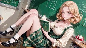 ai generated – instant hard-on! blonde uniform girl oiled nude wet deepthroat to orgasm