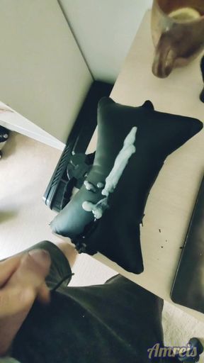 Jerking off in a Gaming Chair and Orgasming on a Gaming Pillow