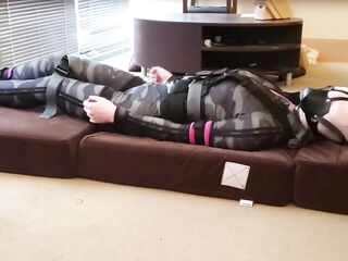 Selfbondage cd in camo bodysuit
