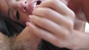 Teen brunette POV mouth shot