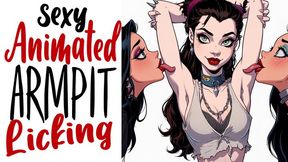 Sexy smooth armpits of animated goth girl liked by two fetish babes