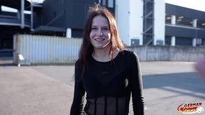 german scout - small redhead teen peach delina pick up for first casting fuck
