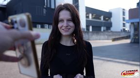 german scout - small redhead teen peach delina pick up for first casting fuck