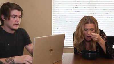 Big Tits gets a kinky threesome with her stepdad & MILF friend