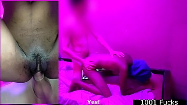 Garota negra grava pornô pela primeira vez em um bordel mal iluminado