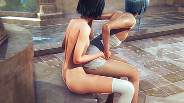 Yaoi Femboy - Nara Fucked sitting in a dick in a public bath - Sissy crossdress Japanese Asian Manga Anime Game Porn Gay