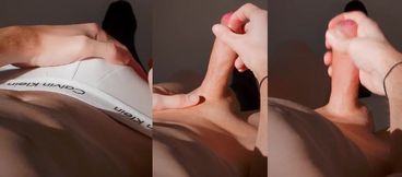 Uncut twink tears up hole in Calvin Kleins with cumshot blast