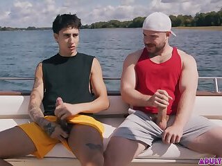 Angel Elias and Marcus McNeil masturbating and fucking each other on boat