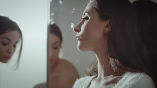 Dark Haired Dolls Alyssia Kent and Aruna Aghora Kiss and Lick Each Other