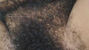 Brushing and stroking my hairy pussy