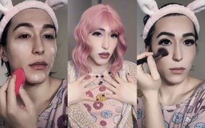 Femboy to Sexy Sissy Transformation with Makeup and Wig