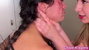 SQUIRT GUZZLING &amp_ Double Strapon Fucking! Tiny Sub Gets USED - Tiny Prudence, Knotty Natasha, Chloe Kreams