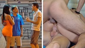 'You nasty Gringo gets Brazilian babe and her boyfriend to share dick&#x1F32D; while they gag on one cock&#x1F32D;, both screaming in ecstasy.'