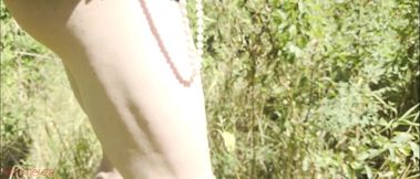Mesmeriza's Pearl Choked Girlcock Gushes Wild in Public Forest