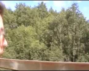 Superb German lesbians sharing strapon in public