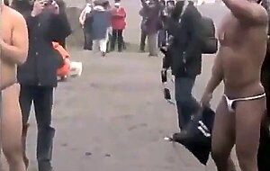 Muscled Asian Stud Bares Almost All at the Beach