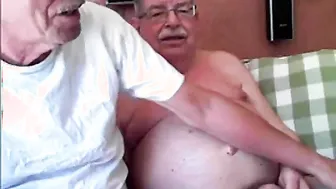 Two older daddies stroke and play on amateur webcam