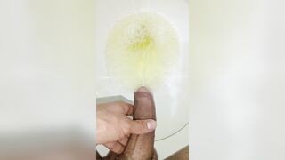 desperate extended and pleasant pissing, original sound, closeup