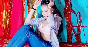 A beautiful girl masturbates a tight wet pussy while no one is at home