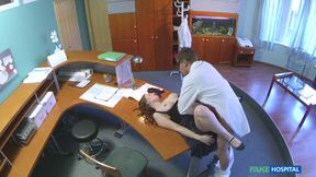 Fake Hospital - Stunning Red Head Helen Gives Blowjob for Job Security in Hospital Office Before Getting Hard Sex