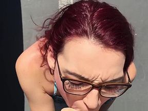 Public POV Blowjob From My Nerdy Redhead Girlfriend