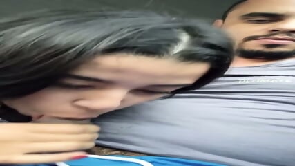 latina teen gives roadside blowjob