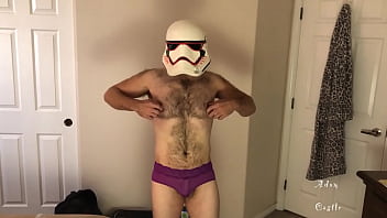 Stormtrooper Tries On Panties Striptease