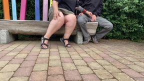 Mother-in-law Jerks Son-in-law's Cock in a Public Park
