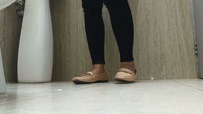 Vannesa scratching her feet in the office restroom (7)