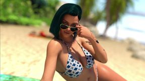 Young Futanaris Ashe and Fiona Spots Their Old Maths Teacher with Bikini in The Beach