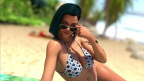 Young Futanaris Ashe and Fiona Spots Their Old Maths Teacher with Bikini in The Beach