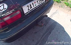 Picked up milf fucks two young studs