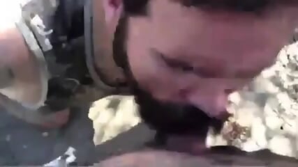 Bearded Daddy Gives Facial In The Woods