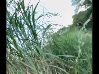 Outdoor pee and tease