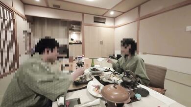 Japanese milf in hot yukata gets tied up and face fucked during hot spring trip
