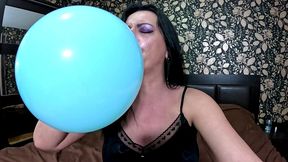 satin pajama balloon fetish teasing, nail play & barefoot balloon popping