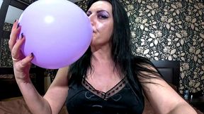 satin pajama balloon fetish teasing, nail play & barefoot balloon popping