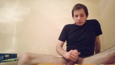 Dude is stroking his dick in front of the camera