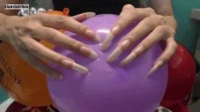 Popping 10 balloons with long sharp nails