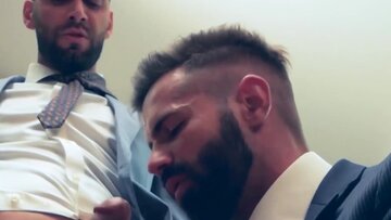 Suited Mick Stallone slides his rod in and out in