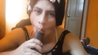 fledgling sissy bitch  deep-throating big black cock