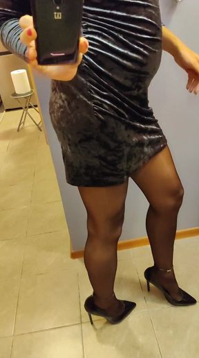 Walking in New Apartment in Sexy Outfit