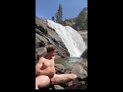 Horny Man Masturbating In Public By A Waterfall To A Massive Outdoor Orgasm.