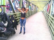 SOLO FEMALE COSPLAY UNDRESSING OUTSIDE BLACK DRESS BIKE TRAIL PATH