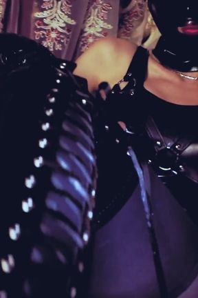 Eva Latex mask boots heels mistress goddess fetish kink MILF latex stockings tits solo
