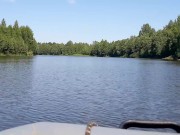 A Russian came to a camping site with friends, and jerks off his big cock in a tent