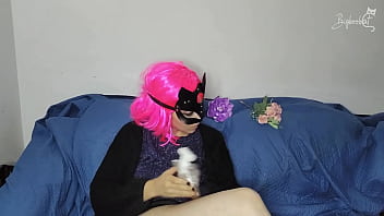 Come see me get off with my big natural tits and alluring pussy mask