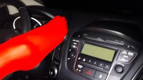 Mature milf in stockings masturbates in public at night in the car and has an orgasm