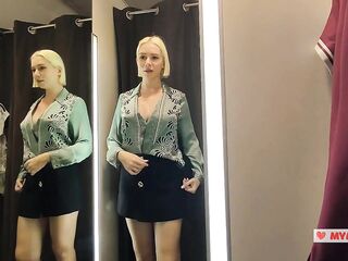 Seduction in a dressing room of a mall. Try On Haul Transparent Clothes, Fitting room Try on haul