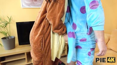 PIE4K son collapses on her trimmed twat with his pajama cumshot